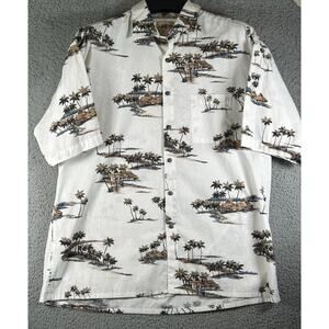 Campia Moda Shirt Men XL White Camp Hawaiian Tropical Beach Retro Resort Causal